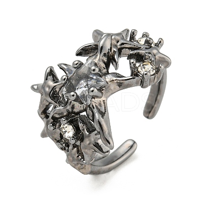 Star Zinc Alloy Open Cuff Ring RJEW-Z048-01B-04-1