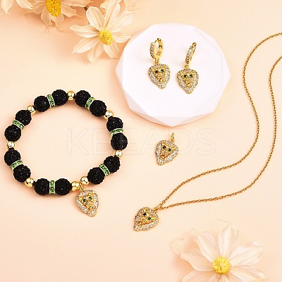 5Pcs Brass Micro Pave Clear & Green Cubic Zirconia Pendants ZIRC-SZ0003-16-1