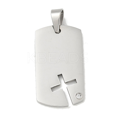 304 Stainless Steel Rhinestone Stamping Blank Tag Pendants STAS-G346-16P-1