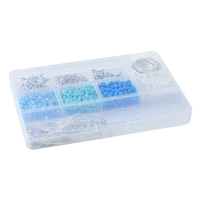 DIY Ocean Theme Glass Seed & Alloy Pendant Jewelry Kits DIY-FS0006-16-1