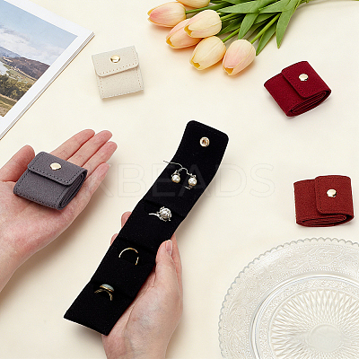 5Pcs 5 Colors Portable Travel Microfiber Leather Jewelry Rolls ABAG-PH0001-99-1