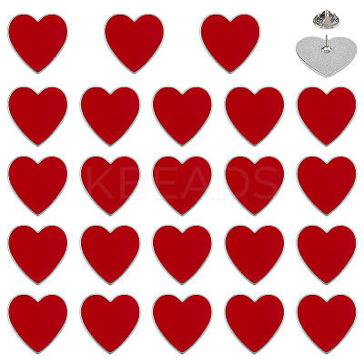 24Pcs Heart Enamel Pins JEWB-FG0001-63-1