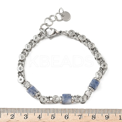 Natural Blue Spot Jasper Link Chain Bracelets for Women BJEW-Z148-06P-05-1