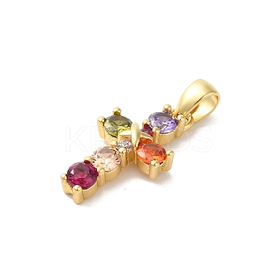 Rack Plating Brass Cubic Zirconia Pendants X-KK-G504-17G-1