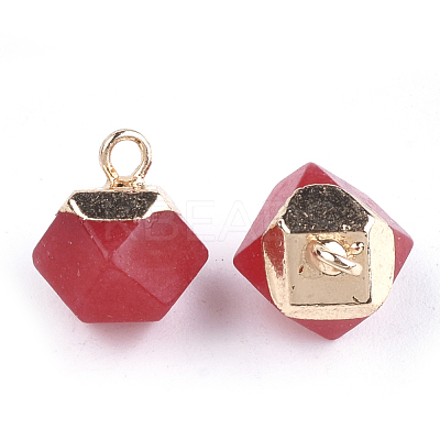 Electroplate Natural White Jade Charms X-G-S344-08G-1