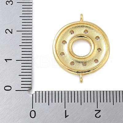 Rack Plating Brass Clear Cubic Zirconia Donut Connector Charms KK-A234-030G-01-1