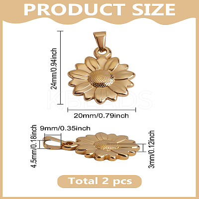 2Pcs 304 Stainless Steel Pendants STAS-LP0003-90-1
