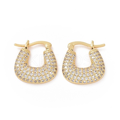 Cubic Zirconia Trapezoid Hoop Earrings EJEW-C008-08G-01-1