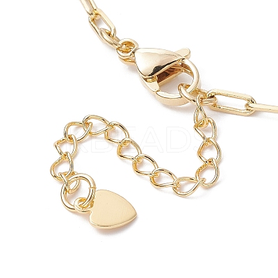 Word Love 304 Stainless Steel Charms Bib Necklaces with Brass Paperclip Chains NJEW-JN04534-1