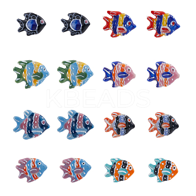 16Pcs 8 Colors Handmade Porcelain Beads PORC-DC0001-01-1