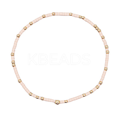 Minimalist Glass Seed Beads & Brass Beads Stretch Bracelets for Women BC0195-9-1