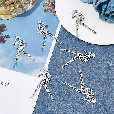 201 Stainless Steel Big Filigree Pendants STAS-UN0018-75P-1