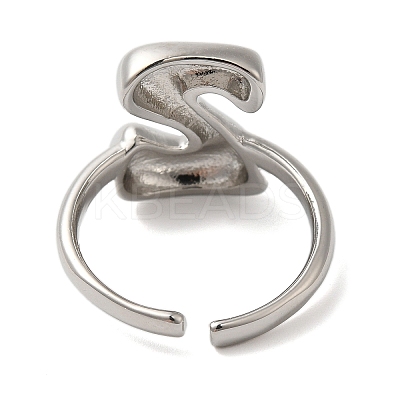 Initials Brass Open Cuff Ring for Women RJEW-N046-02Z-P-1