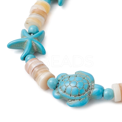 Synthetic Turquoise & Natural Freshwater Shell Beads Braided Bead Bracelets for Women BJEW-JB12024-02-1