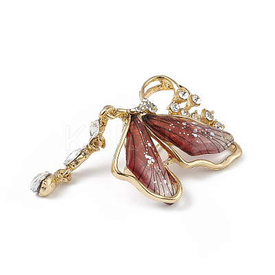 Resin Butterfly Brooch Pin with Crystal Rhinestone JEWB-P016-05KCG-02-1