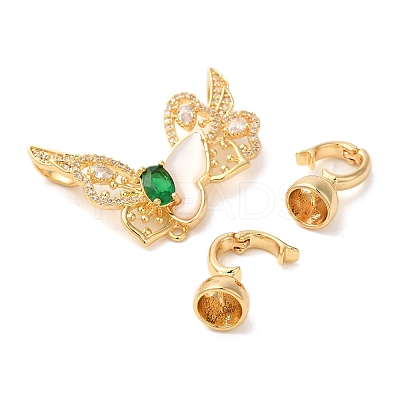 Brass Micro Pave Clear Cubic Zirconia Fold Over Clasps KK-A227-12G-1