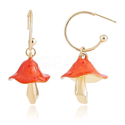 Enamel Mushroom Dangle Stud Earrings JE987C-1