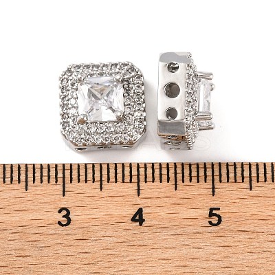 Brass Micro Pave Clear Cubic Zirconia Beads KK-S389-29P-1
