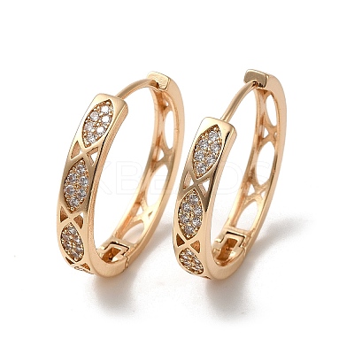 Brass Micro Pave Cubic Zirconia Hoop Earrings EJEW-M238-60KCG-1