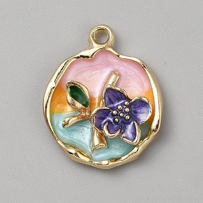 Golden Tone Alloy Enamel Pendants FIND-SZC0020-02E-1