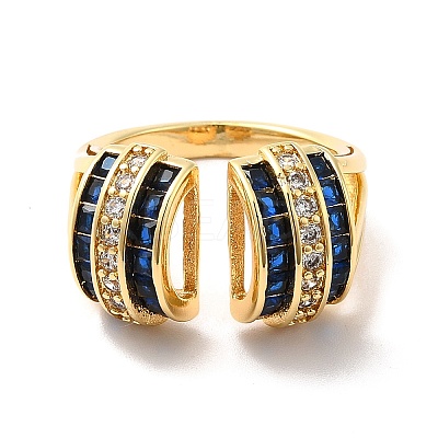 Cubic Zirconia Arch Open Cuff Ring RJEW-C041-02G-02-1