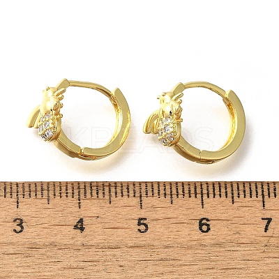 Brass Clear Cubic Zirconia Hoop Earrings EJEW-M047-05G-1