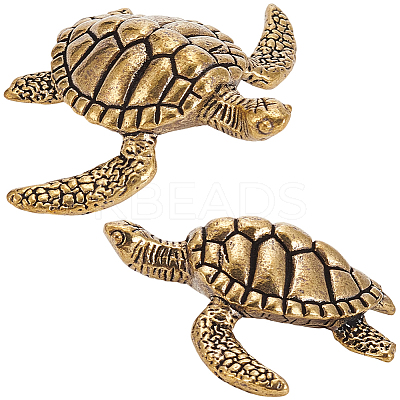 2Pcs Brass Turtle Display Decorations AJEW-SP0004-98-1