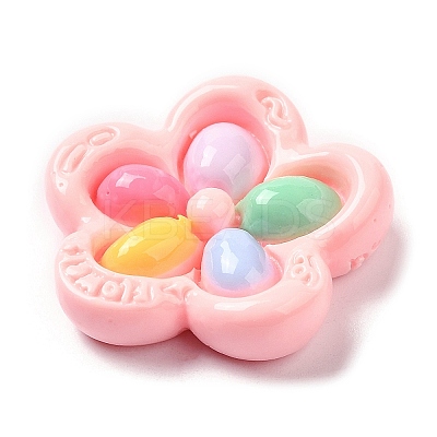 Opaque Flower Resin Cabochons LS-RESI-C035-01B-1