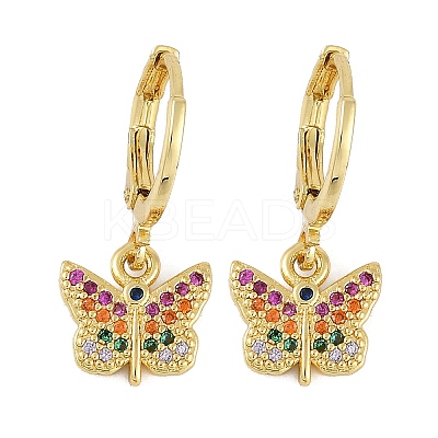 Brass Micro Pave Cubic Zirconia Hoop Earrings for Women EJEW-B067-01G-04-1