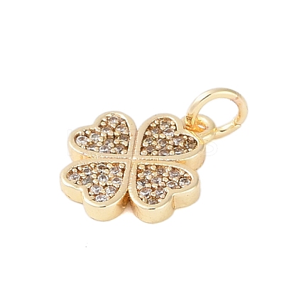 Rack Plating Brass Micro Pave Clear Cubic Zirconia Charms X-KK-Z060-13G-1