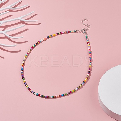 Glass Seed Beaded Necklace NJEW-JN03825-01-1