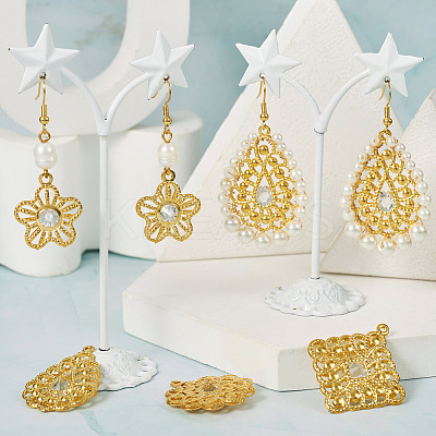 40Pcs 10 Styles Iron Rhinestone Pendants IFIN-TA0001-60-1