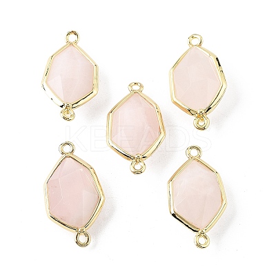Natural Rose Quartz Faceted Connector Charms G-H323-05G-04-1