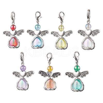 7Pcs 7 Colors Angel Acrylic Pendant Decorations HJEW-JM01736-01-1