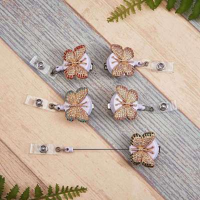 Butterfly Rhinestone Badge Reel AJEW-SZ0001-67-1