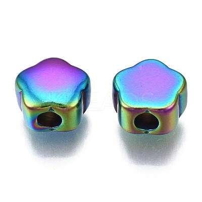 Rack Plating Rainbow Color 304 Stainless Steel Beads STAS-S119-085-1