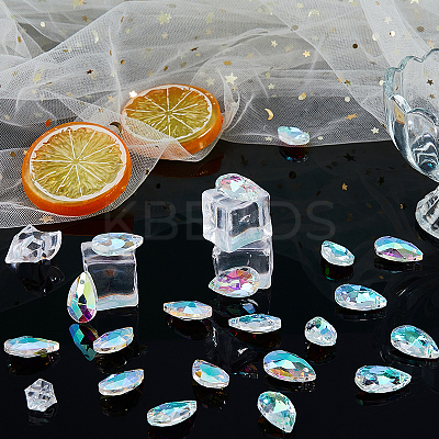 50Pcs Glass Faceted Teardrop Beads FIND-FH0016-62-1