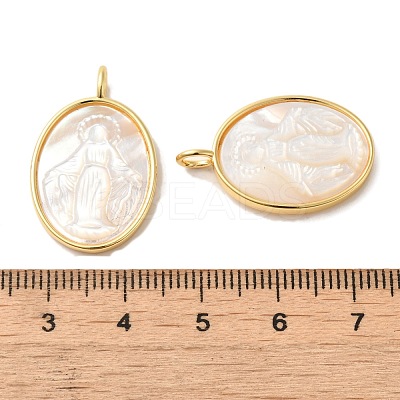 Rack Plating Brass Pave Shell Pendants KK-G488-02G-1