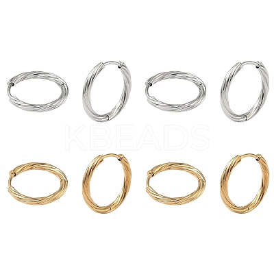 2 Pairs 2 Colors 304 Stainless Steel Twist Hoop Earrings for Women EJEW-YW0001-15-1