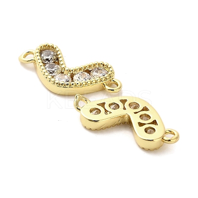 Brass Pave Clear Cubic Zirconia Heart Connector Charms KK-M324-11G-1