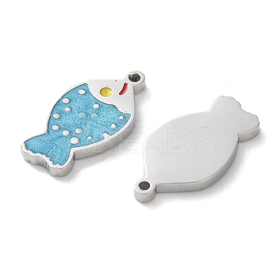 304 Stainless Steel Enamel Pendants STAS-M102-12B-P-1