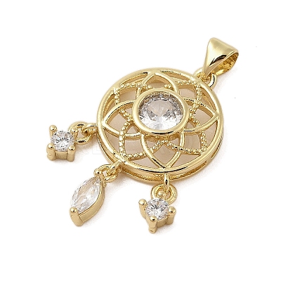 Woven Net Rack Plating Brass with Cubic Zirconia Pendants KK-Z074-42G-1