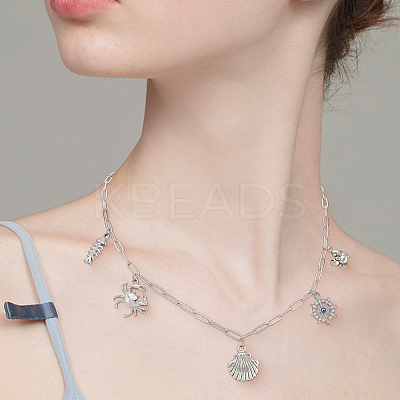 6Pcs 2 Colors 304 Stainless Steel Paperclip Chain Necklaces NJEW-SC0001-58B-1