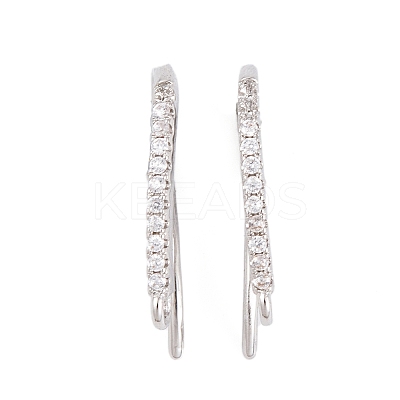 Rack Plating Brass Cubic Zirconia Earring Hooks KK-S374-05P-04-1
