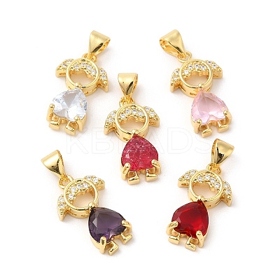 Real 16K Gold Plated Brass Micro Pave Cubic Zirconia Pendants ZIRC-L103-055G-1