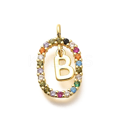 Brass Micro Pave Cubic Zirconia Pendants ZIRC-P123-01G-B02-1