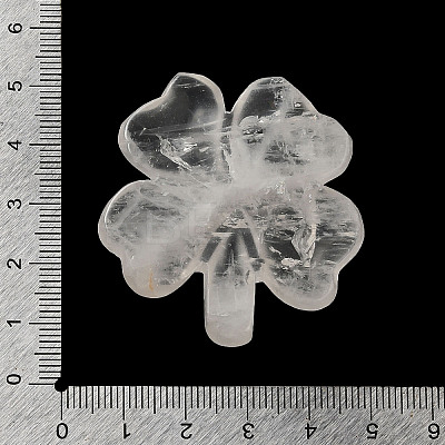 Natural Quartz Crystal Carved Clover Figurines Statues for Home Office Tabletop Feng Shui Ornament DJEW-G044-01E-1
