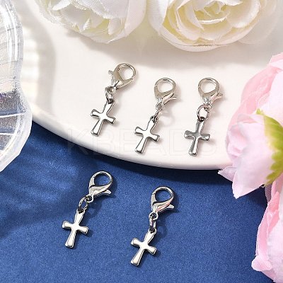 Cross 304 Stainless Steel Pendant Decorations HJEW-JM03574-1