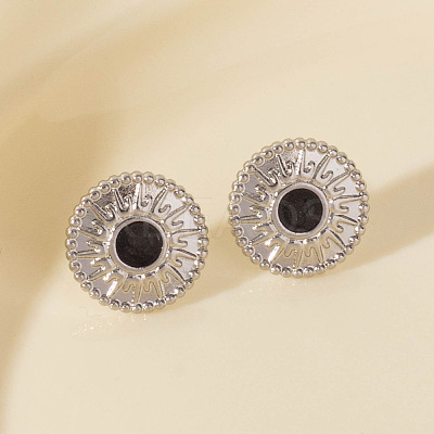 Geometric 304 Stainless Steel Sun Stud Earrings EF1718-1-1