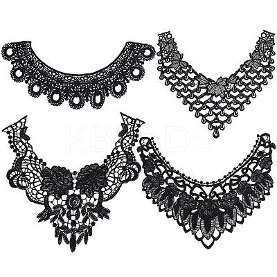 4Pcs 4 Style Milk Silk Embroidered Floral Lace Collar DIY-GF0005-39A-1